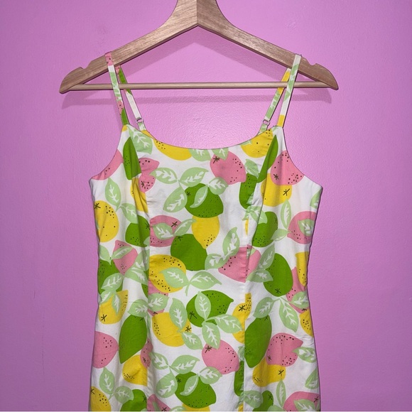 Lilly Pulitzer Mini Dress Women’s Size 4 US White Lemon Lime Print Vintage 90s - Picture 3 of 8
